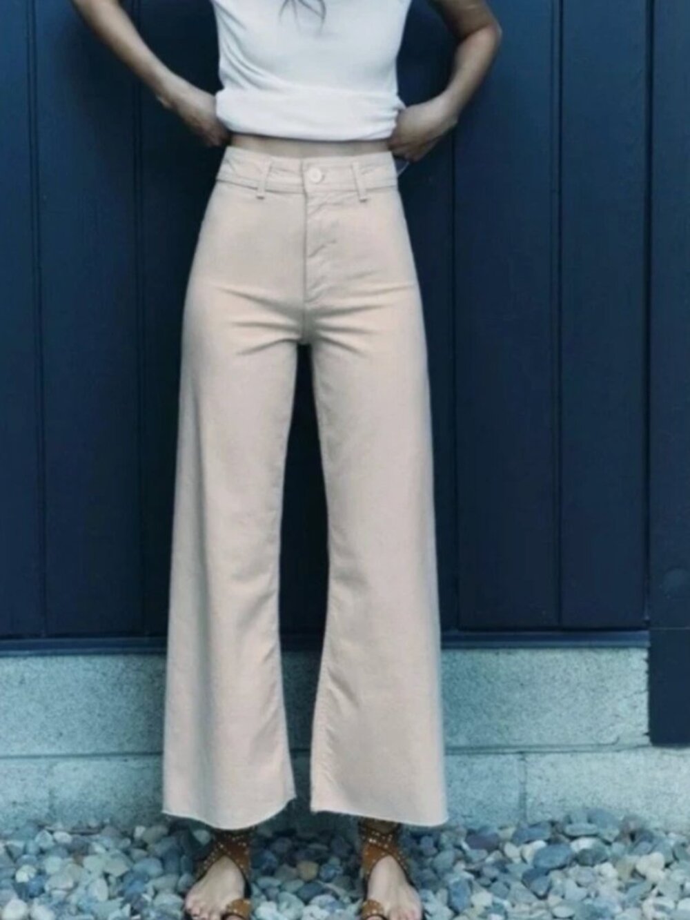 SOLD - Zara Marine Straight Jeans in Beige